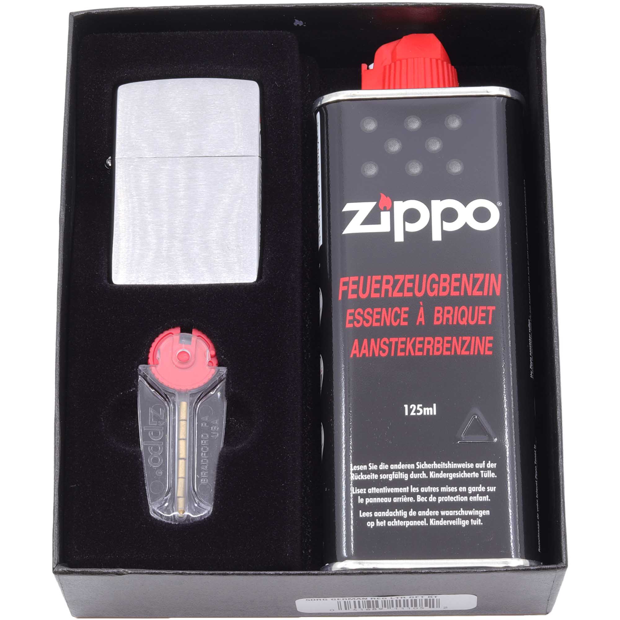 Zippo_Basic_Set_Brushed_1 Zippo Lighter Set Chrome Brushed