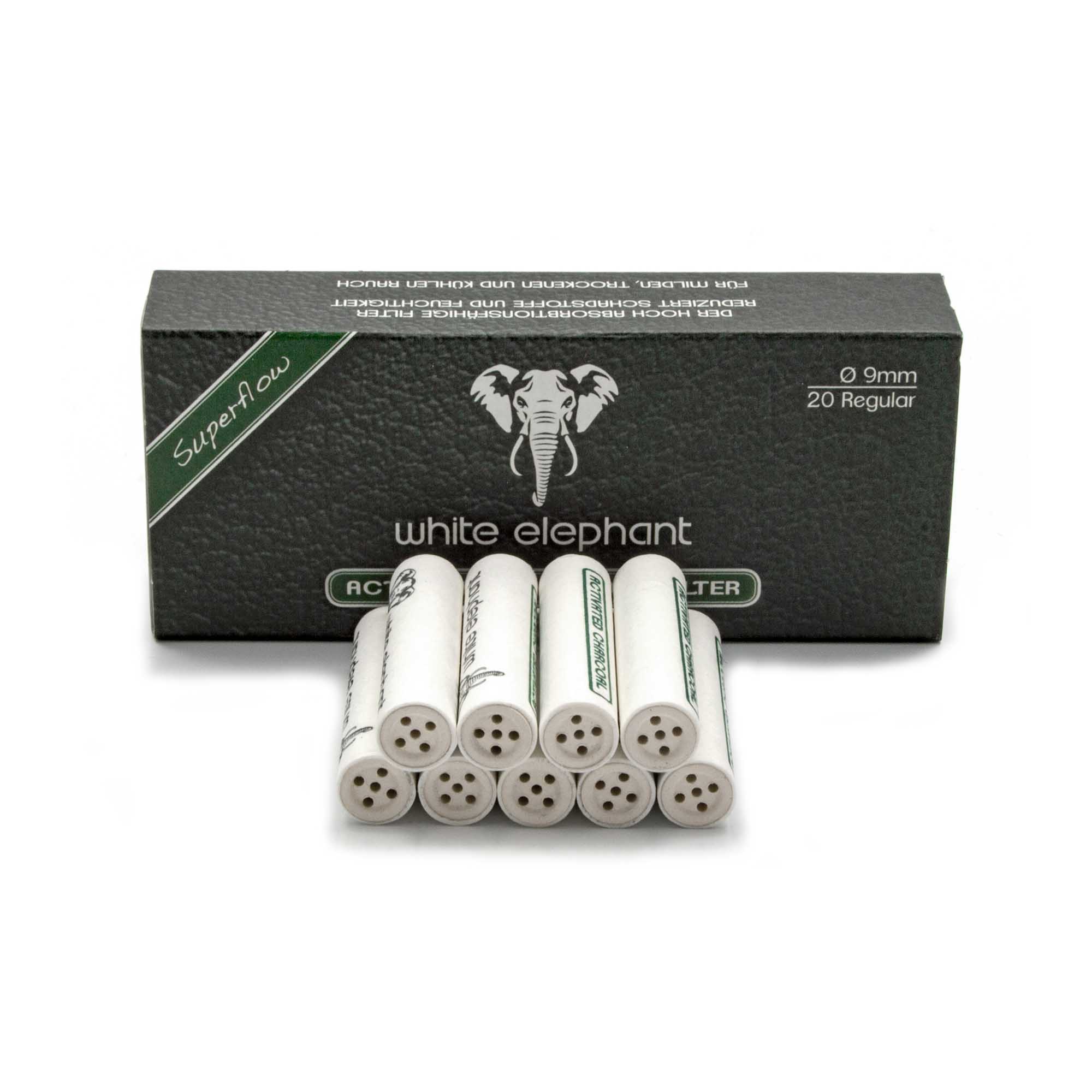 aktivkohle9mm20st1 White Elephant aktiv Kohle Filter 9mm, 20 Stück