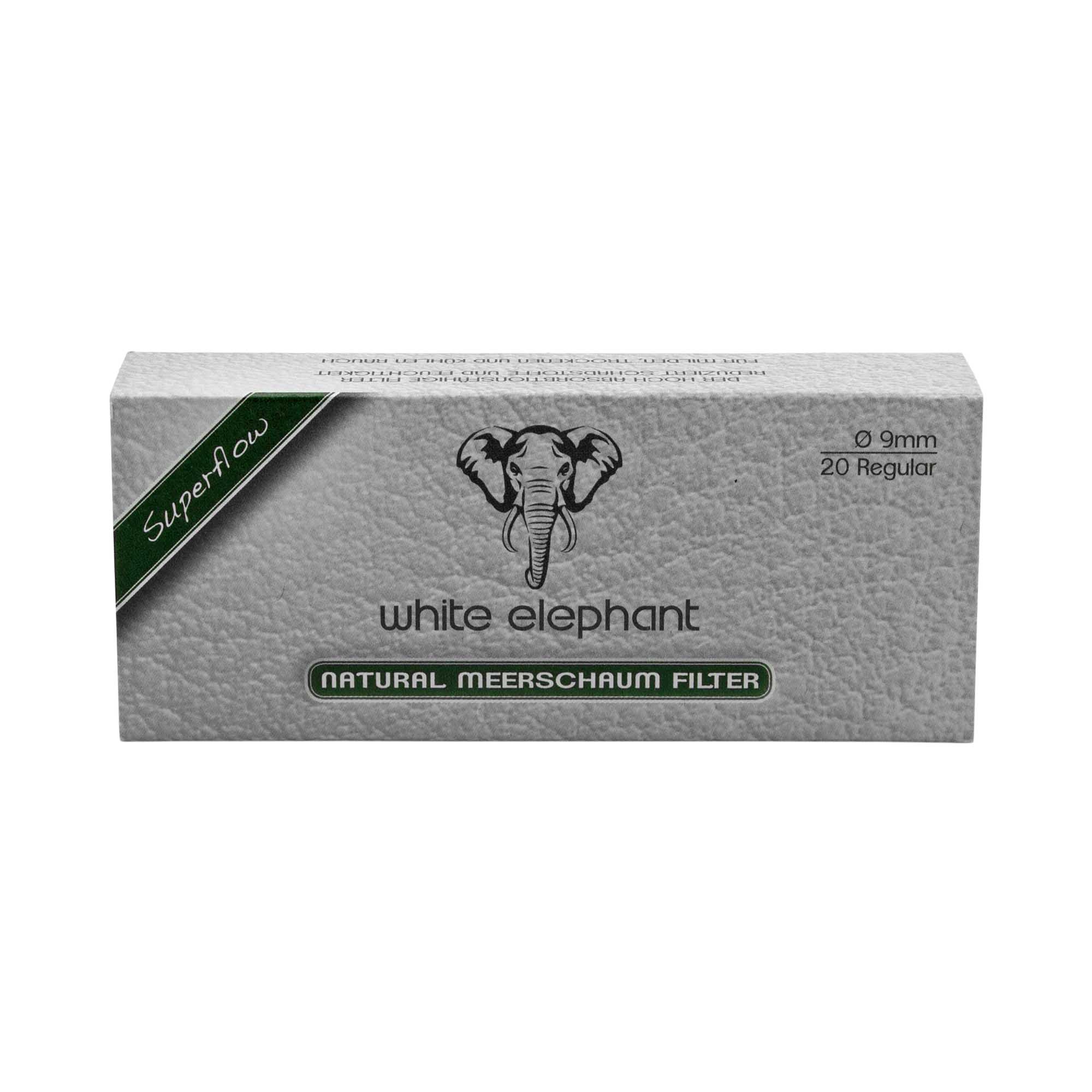 meerschaum9mm20st White Elephant Meerschaum Filter 9mm, 20 Stück