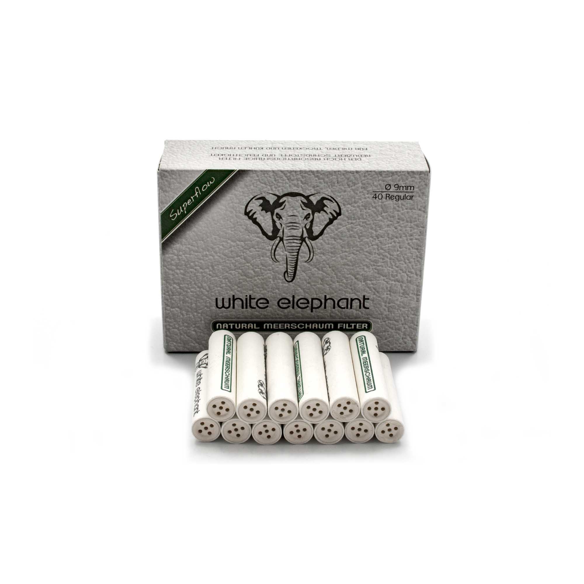 meerschaum9mm40st1 White Elephant Meerschaum Filter 9mm, 40 Stück