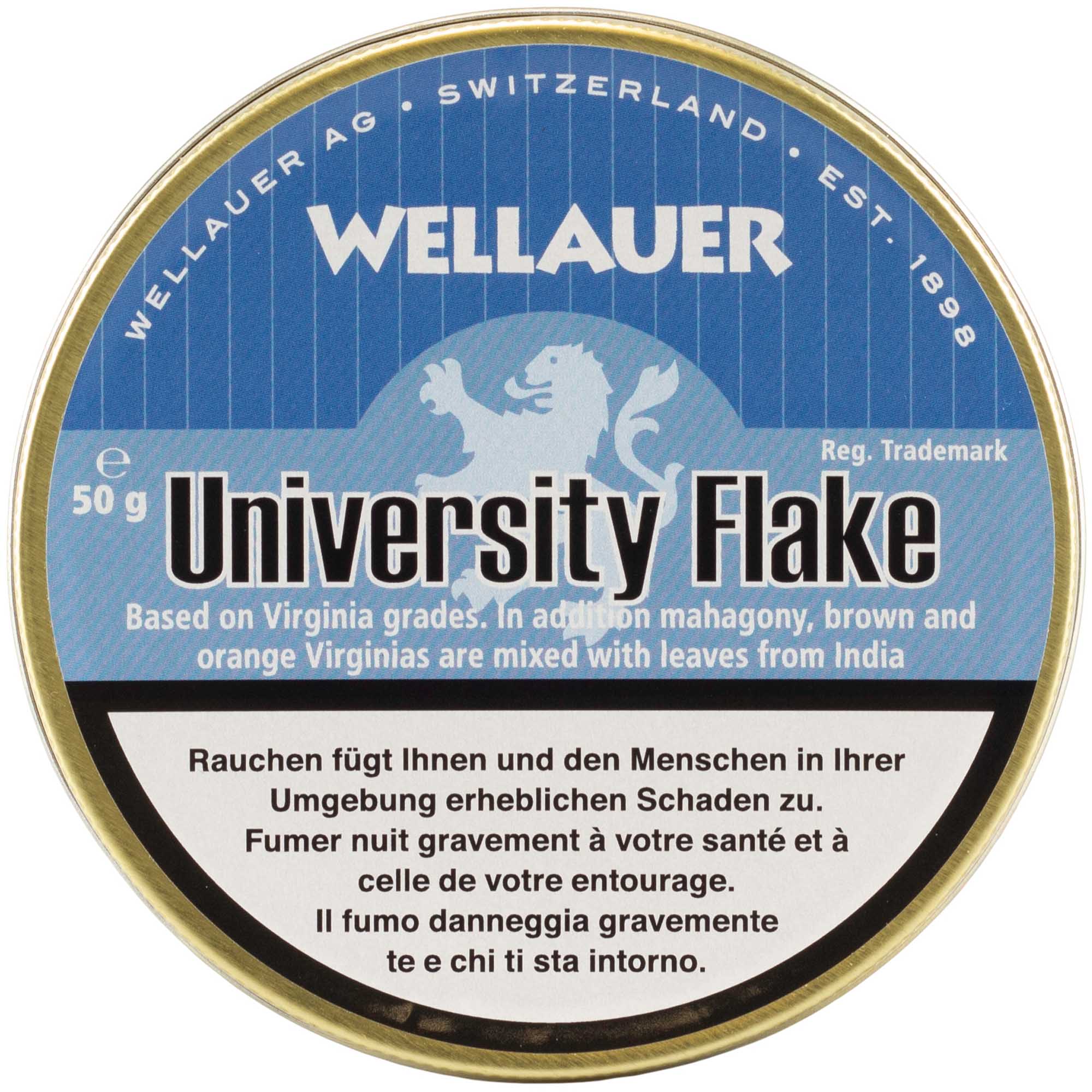 wellauerunuversityflake Wellauer's Pfeifentabak University Flake - 50g Tin